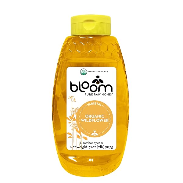 BLOOM HONEY 100% PURE ORGANIC RAW UNFILTERED AND UNPASTEURIZED RAW HONEY (WILDFLOWER, 32OZ)