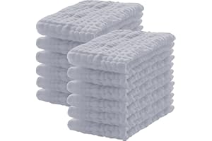 Lovely Care 12 Pack Muslin Burp Cloths 100% Cotton Muslin Cloths Large 20''x10'' Extra Soft and Absorbent Baby Burping Cloth 