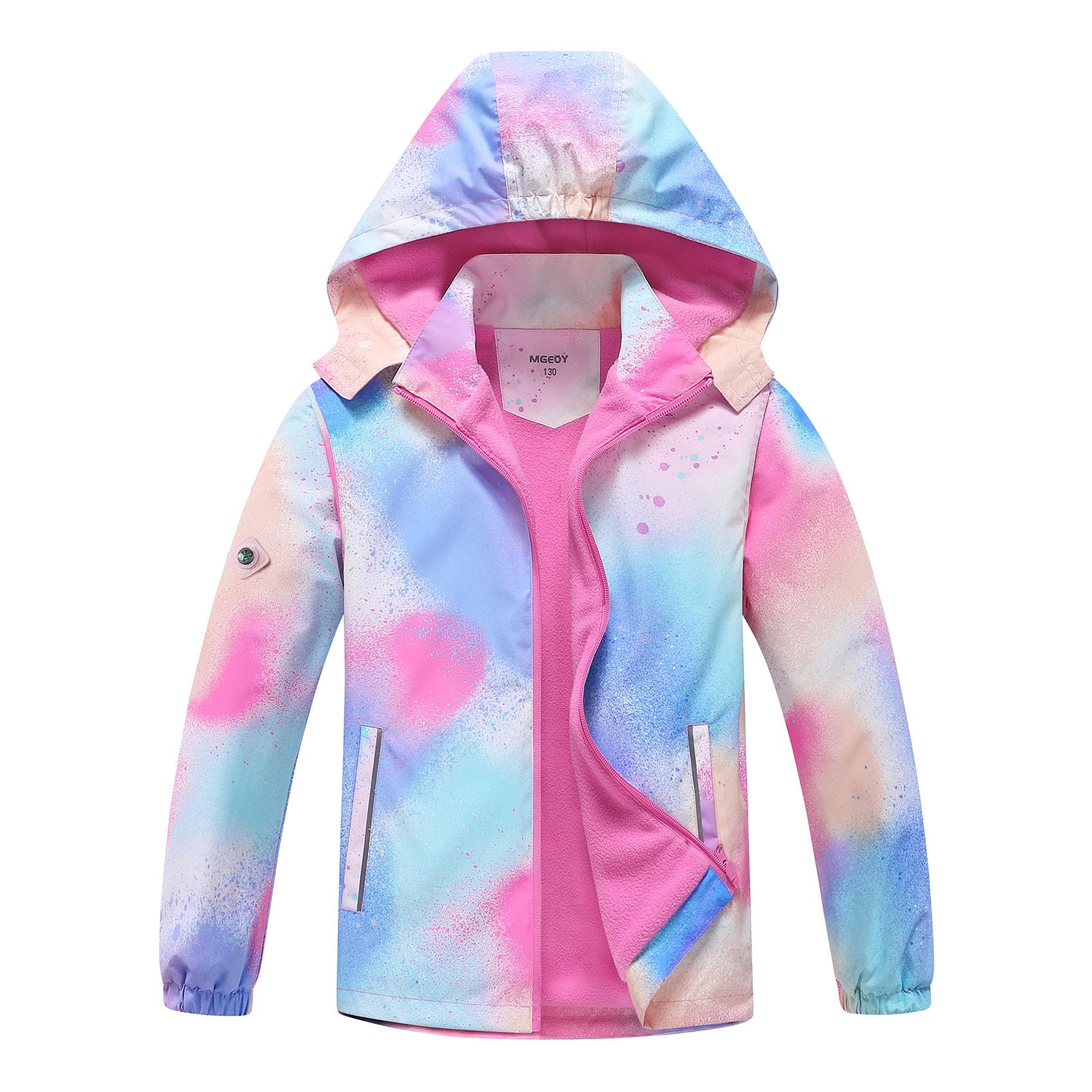 MGEOY Boys Girls Rain Jackets Lightweight Waterproof Hooded Raincoats Windbreakers for Kids 4-12Y Image