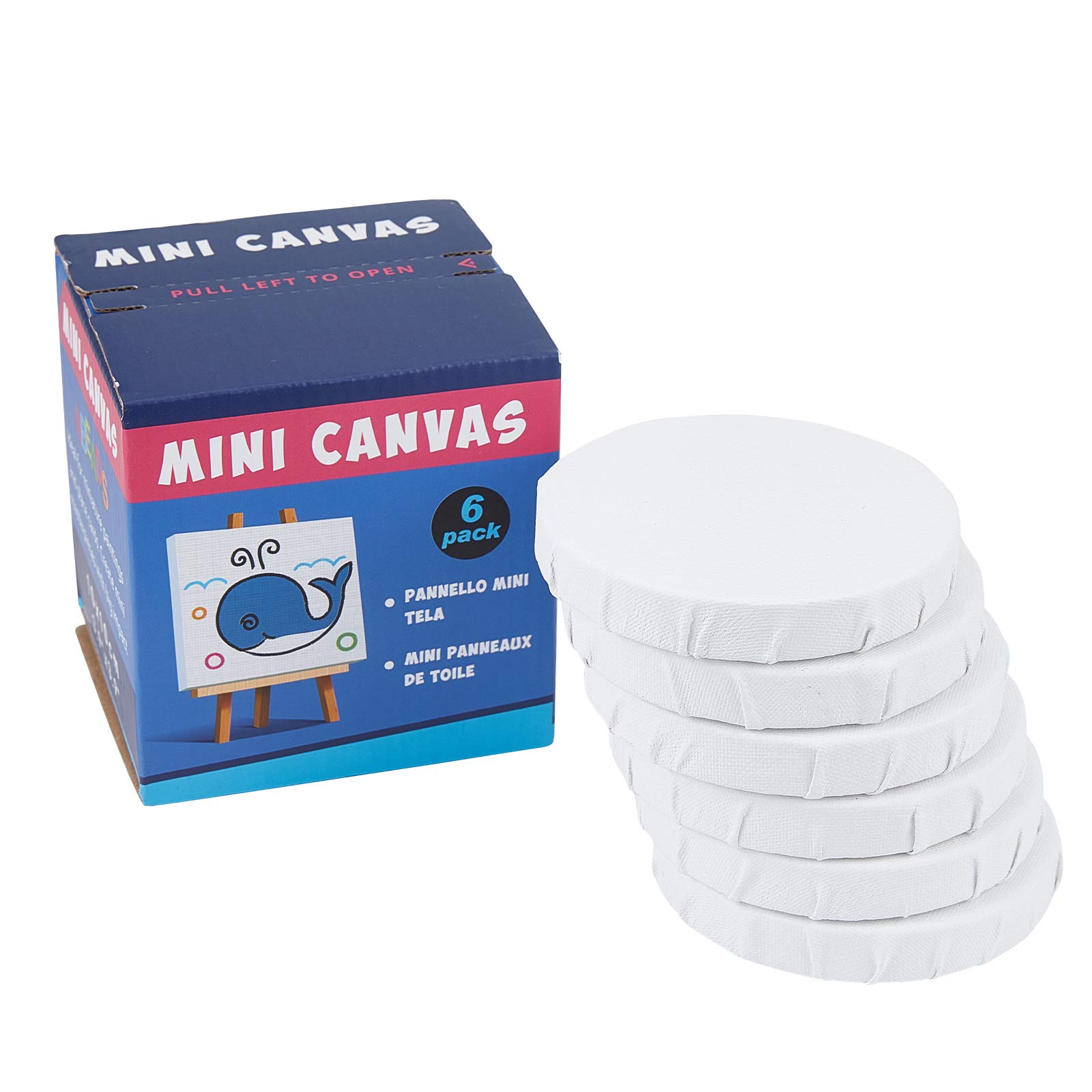 NBEADS 6 Packs Mini Canvas Panel, Round Canvas Painting Sketchpad Wooden Sketchpad Drawing Board for Painting Craft Drawing, 10cm diameter