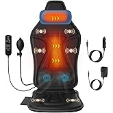 comrelax Vibration Back Massager with Heat for Chair, Massage Chair Pad with Waist Cooling & Neck Support, Seat Massager for Seniors, Office Workers, Fatigue & Pain Relief in Office, Home & Travel