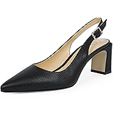 QIY Womens Pumps Pointed Closed Toe Chunky Heel Slingback Heels for Women