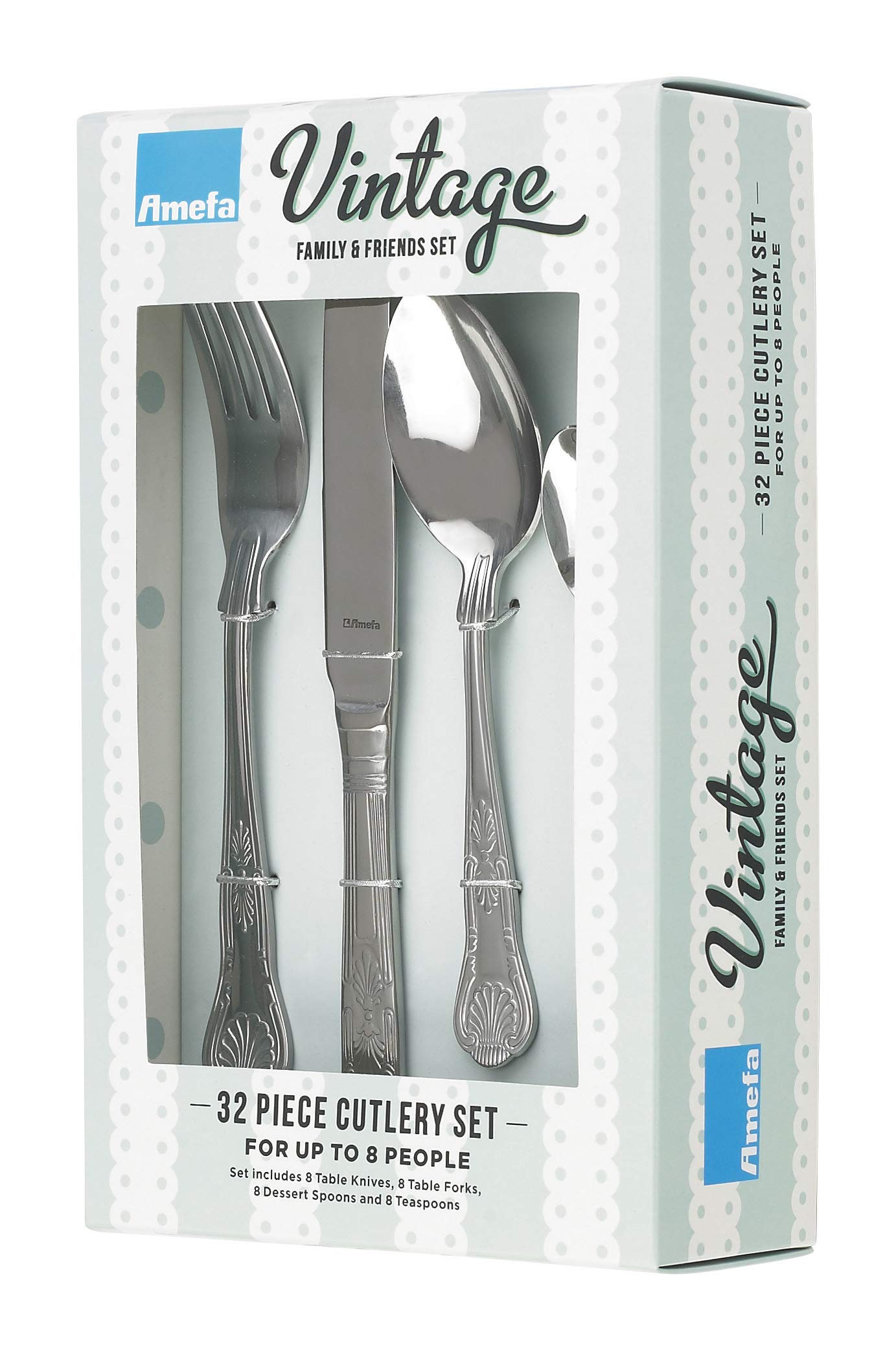 Amefa Kings Stainless Steel Cutlery Set 32 Piece 8 Person