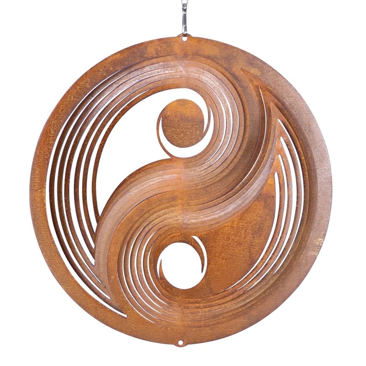 CIM Patina Wind Spinner - YIN YANG 250 - Diameter: 25cm - with ball bearing swivel and hook - attractive rust decoration