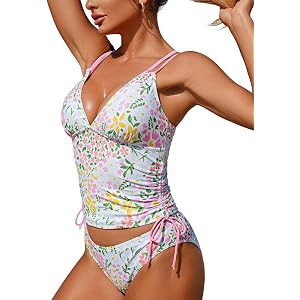 ZAFUL Two piece Tankini y2k Cheeky Tummy Control Swimsuit V-Neck Spaghetti Strap Slimming Bathing Suit 2026