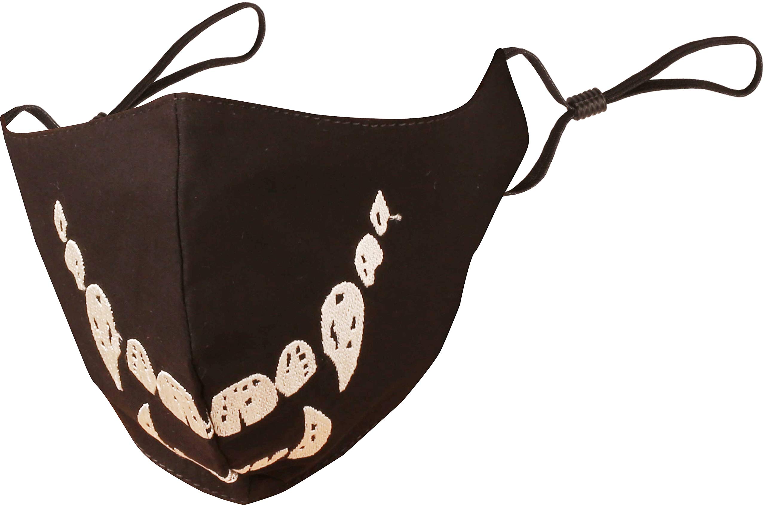 Touchstone Skull embroidered 3 layer medium size cotton face masks reusable machine washable adjustable for men, women. (Pack of 1). Black — image 1