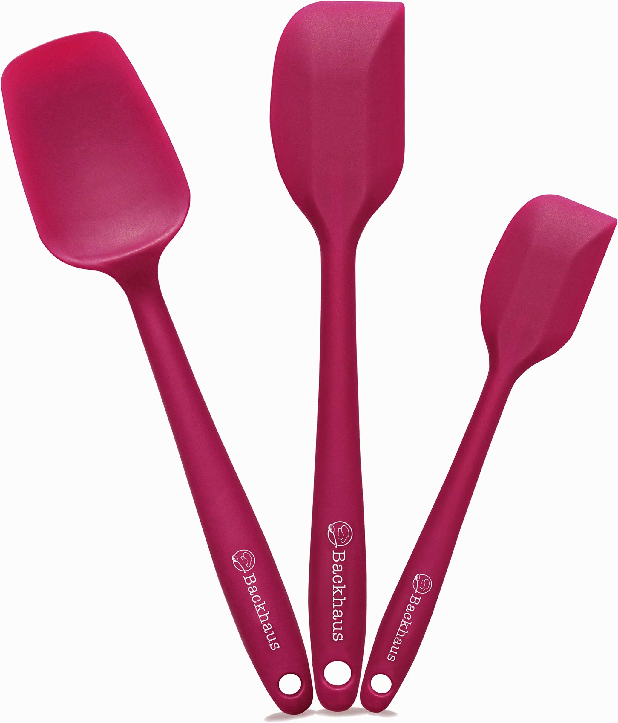 Backhaus Silicone Spatula Set, 3 Versatile Non-Stick and Heat Resistant Kitchen Utensils (Red)