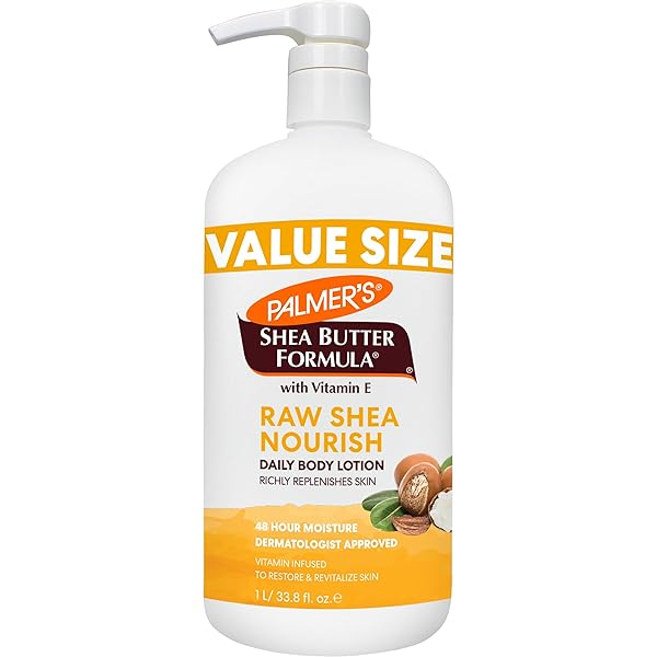 PALMER’S SHEA FORMULA RAW SHEA BODY LOTION FOR DRY SKIN, HAND & BODY MOISTURIZER, VALUE SIZE PUMP BOTTLE, 33.8 OUNCES (PACK OF 1)