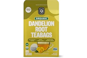 FGO Organic Roasted Dandelion Root Tea, 100 Count, Eco-Conscious Tea Bags, Resealable Bag, Caffeine Free, Packaging May Vary (Pack of 1)