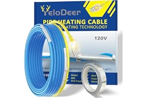 30 FT Heating Cable for Water Pipes with Upgraded Thermostat, Heat Trace for Metal and Plastic Home Water Pipes YeloDeer, 120