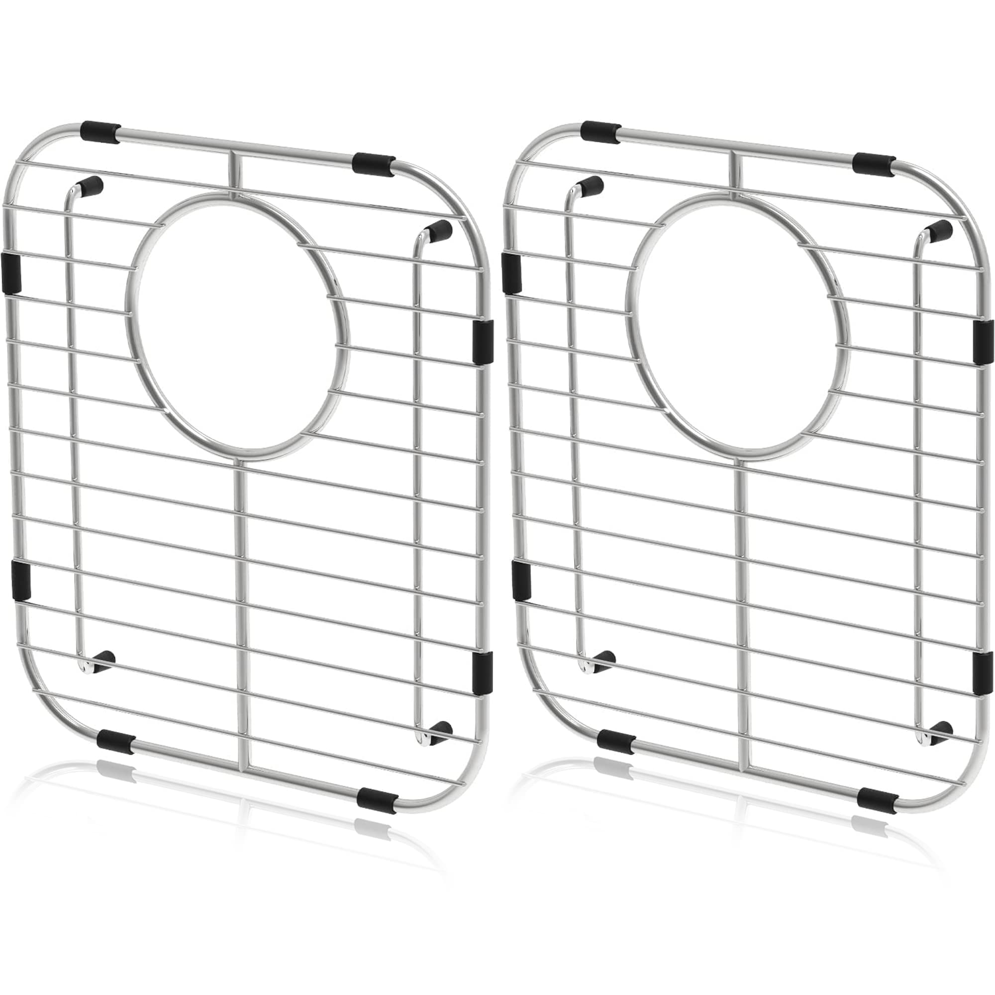 Photo 1 of Orgneas Sink Protectors for Kitchen Sink, Universal Double Bowl Sink Bottom Grid 13.2"x11.6"x1.25", 304 Premium Stainless Steel Kitchen Sink Protector Grid Sink Grate Rack Rear Drain 2 Packs