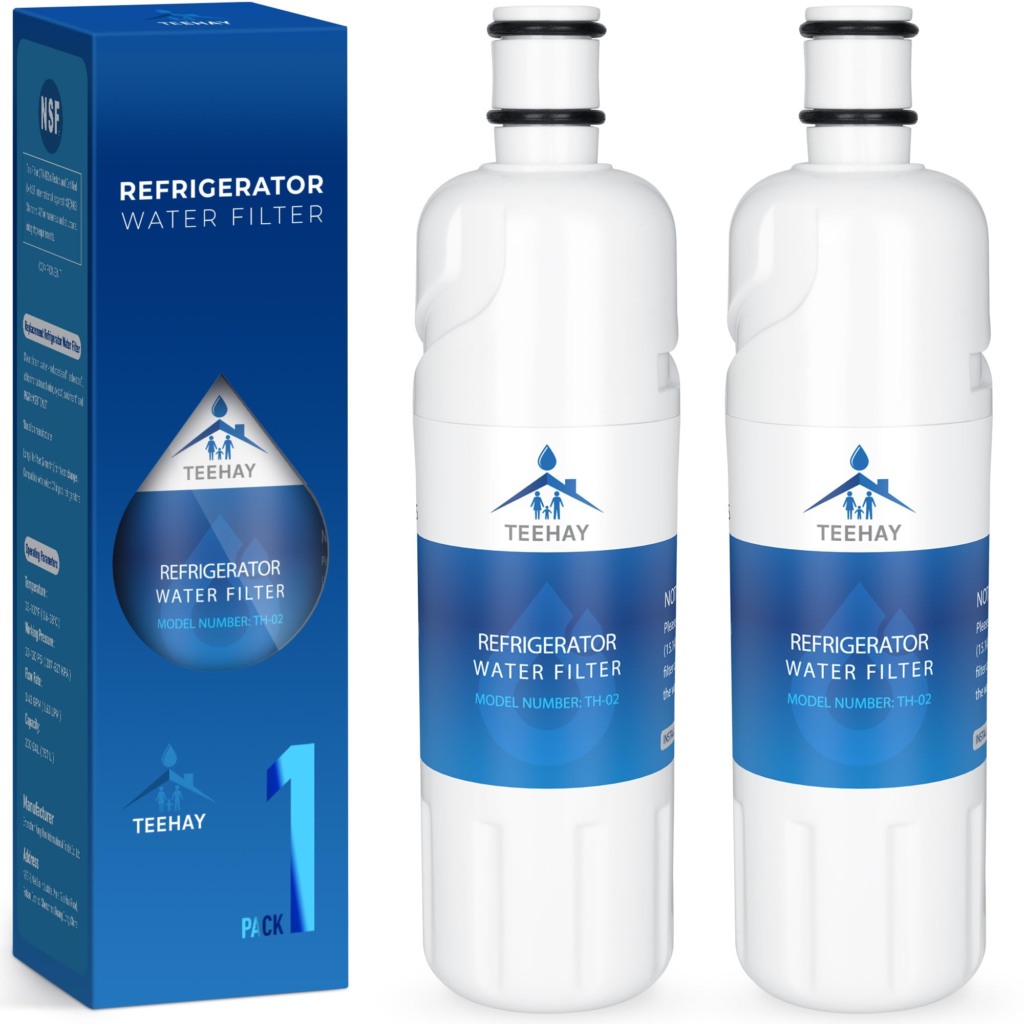 Photo 1 of ***USED***TEEHAY W10413645A Water Filter 2 Replacement, Compatible with EveryDrop Filter 2, Whirlpool EDR2RXD1, WHR2RXD1, Whirlpool WRF757SDHV, WRF767SDHZ, WRF767SDHV, WRFC9636RZ, 2 Pack