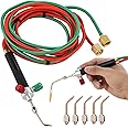 Lnrueg Mini Oxygen Acetylene Torch Kit, Handheld Oxygen Welding Torch, Portable Propane Soldering Torch with 5 Tips, Jewelry Repair Torch, 3092°F (1700°C) Welding Tool for Crafts, Electronics