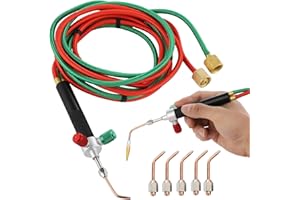 Lnrueg Mini Oxygen Acetylene Torch Kit, Handheld Oxygen Welding Torch, Portable Propane Soldering Torch with 5 Tips, Jewelry Repair Torch, 3092°F (1700°C) Welding Tool for Crafts, Electronics