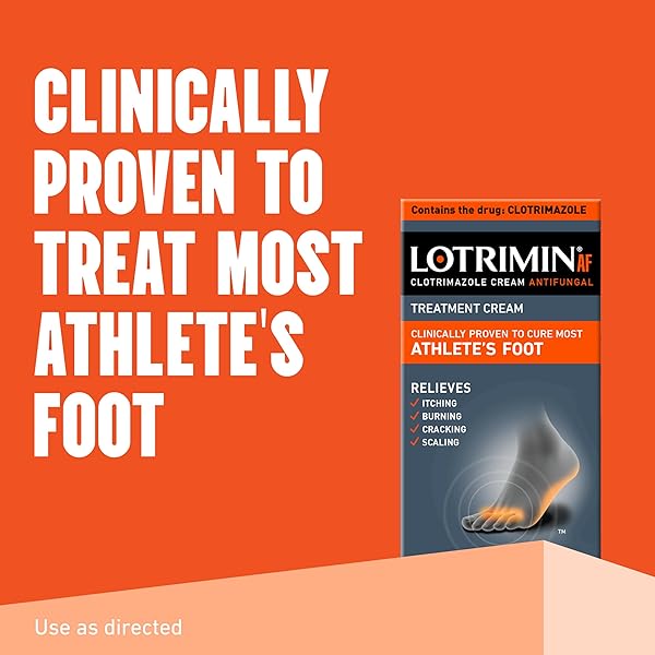 LOTRIMIN AF CREAM FOR ATHLETE’S FOOT, CLOTRIMAZOLE 1% ANTIFUNGAL TREATMENT, CLINICALLY PROVEN EFFECTIVE ANTIFUNGAL TREATMENT OF MOST AF, JOCK ITCH AND RINGWORM, CREAM, .53 OUNCE (15 GRAMS)
