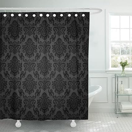 Amazon Com Emvency Shower Curtain Victorian Damask Pattern Royal