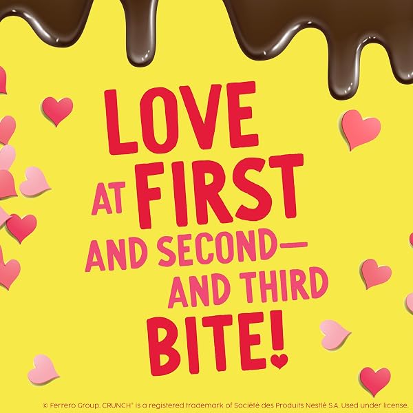 CRUNCH MILK CHOCOLATE HEARTS WITH CRISPED RICE, VALENTINE’S DAY BAG, 9 OZ