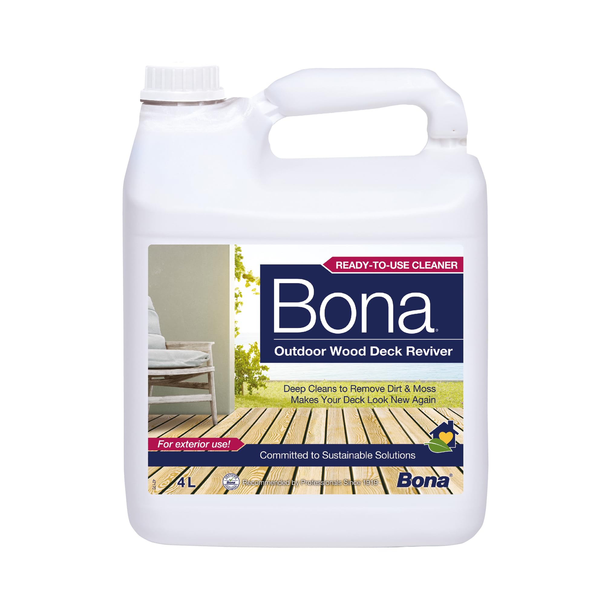 Bona Outdoor Wood Decking Cleaner & Reviver Liquid, 4 Litre Bottle