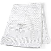 Baby Blanket for Boys Girls God Bless Easter Baptism Christening Shawl White Soft Knit Receiving Swaddle Newborn Unisex Summer Autumn Winter Nursing Cover