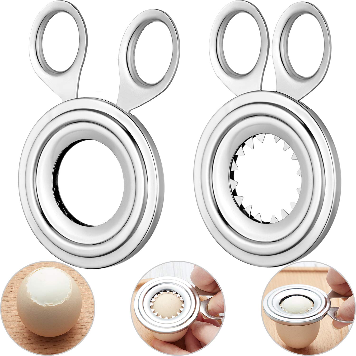 2 Pieces Egg Topper Cutter Stainless Steel Boiled Egg Cutter Cracker Egg Shell Scissors Opener for Kitchen Tool Supply