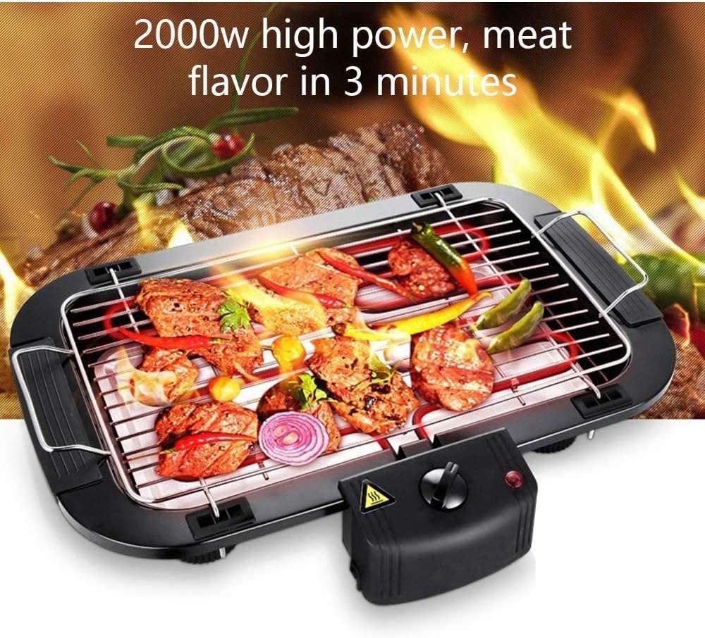 review Barbecue Grill Electric Barbecue Grill,1800W Electric Smokeless Indoor Grill with Temperature Adjustment Easy to Clean,for Camping Outdoor Garden Durable