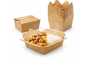 66oz 200Pack Kraft Paper To Go Boxes, Take Out Food Containers, Leak Resistant Stackable Meal Prep Takeaway Containers for Re