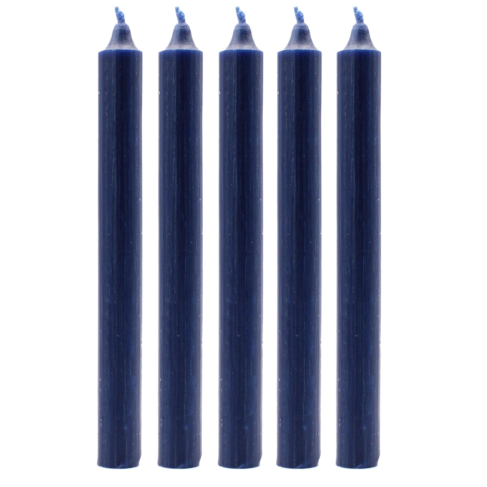 Solid Colour Dinner Candles, Pack of 5 Handmade Candles 20cm x 2cm Rustic Look Bistro Style Taper Candles (Rustic Navy)