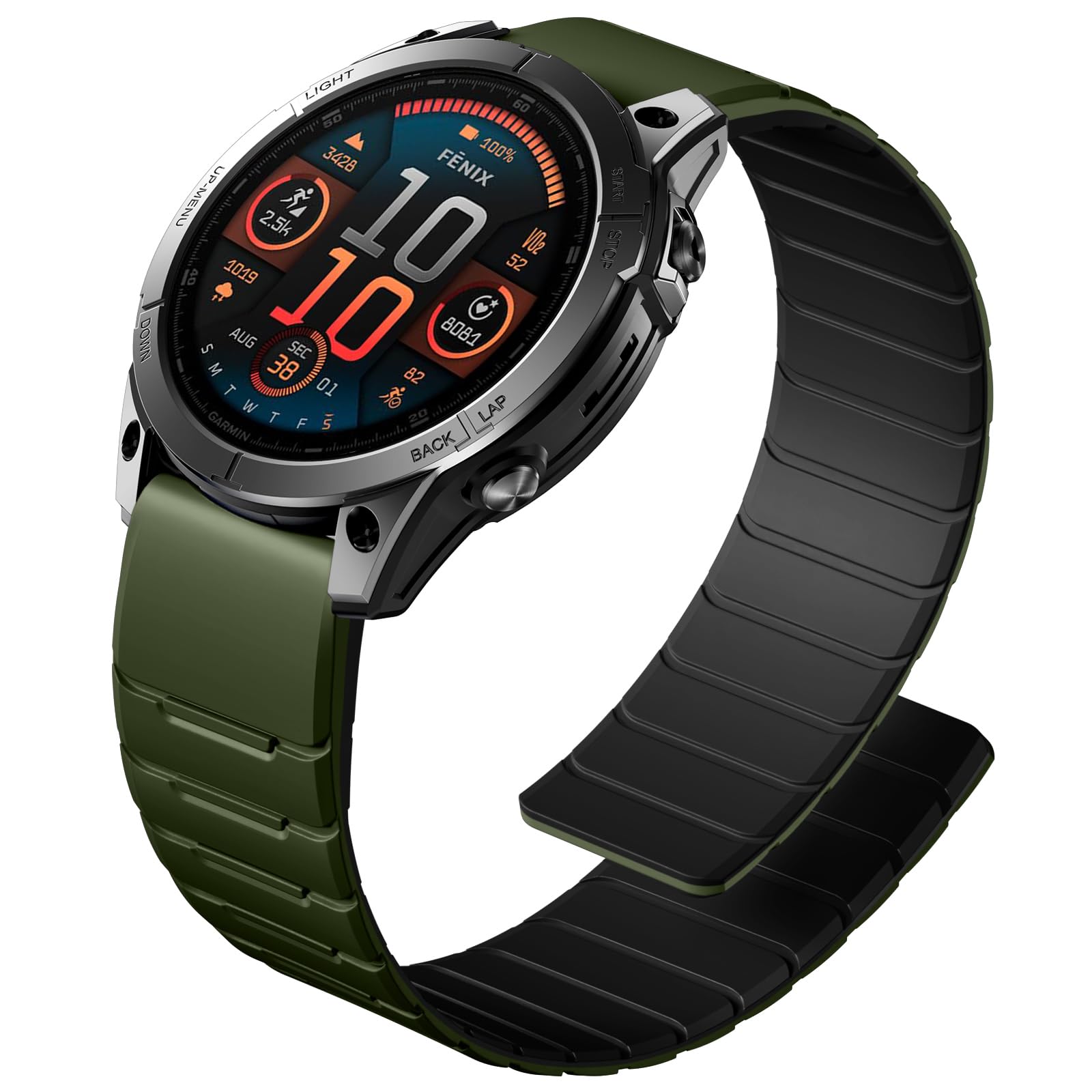 Ouwegaga Magnetic Bands Compatible with Garmin Fenix 8/Fenix 7/Fenix 6/Fenix 5 Watch Band, 22mm QuickFit Sport Silicone Strong Magnet Strap for Fenix 8 7 6 Pro/5 Plus/Fenix E 47mm/Approach S60/S62/S70