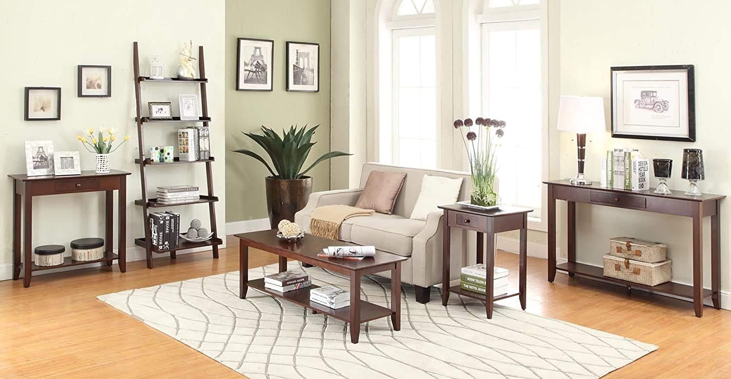 Convenience Concepts American Heritage Three Tier End Table with Drawer, Espresso: Furniture & Decor