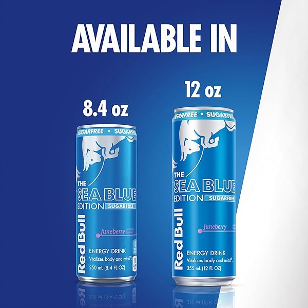 RED BULL SEA BLUE EDITION SUGAR-FREE ENERGY DRINK, JUNEBERRY, WITH 80MG CAFFEINE PLUS TAURINE & B VITAMINS, 8.4 FL OZ, PACK OF 24 CANS