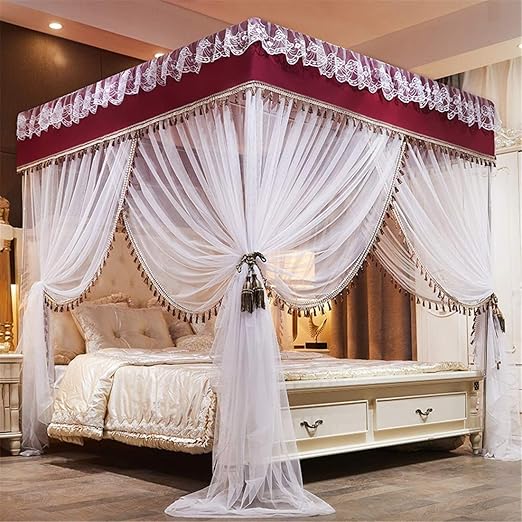 Amazon 4コーナー遮光ベッドカーテンベッド天蓋ベッドカーテンベッドフレームキャノピー ガールズ Adults 3つの開口部がベッドキャノピー Bedroom装飾アクセサリー 色 紫の サイズ 1 2 M 4ft Slow Time Shop 蚊帳 通販