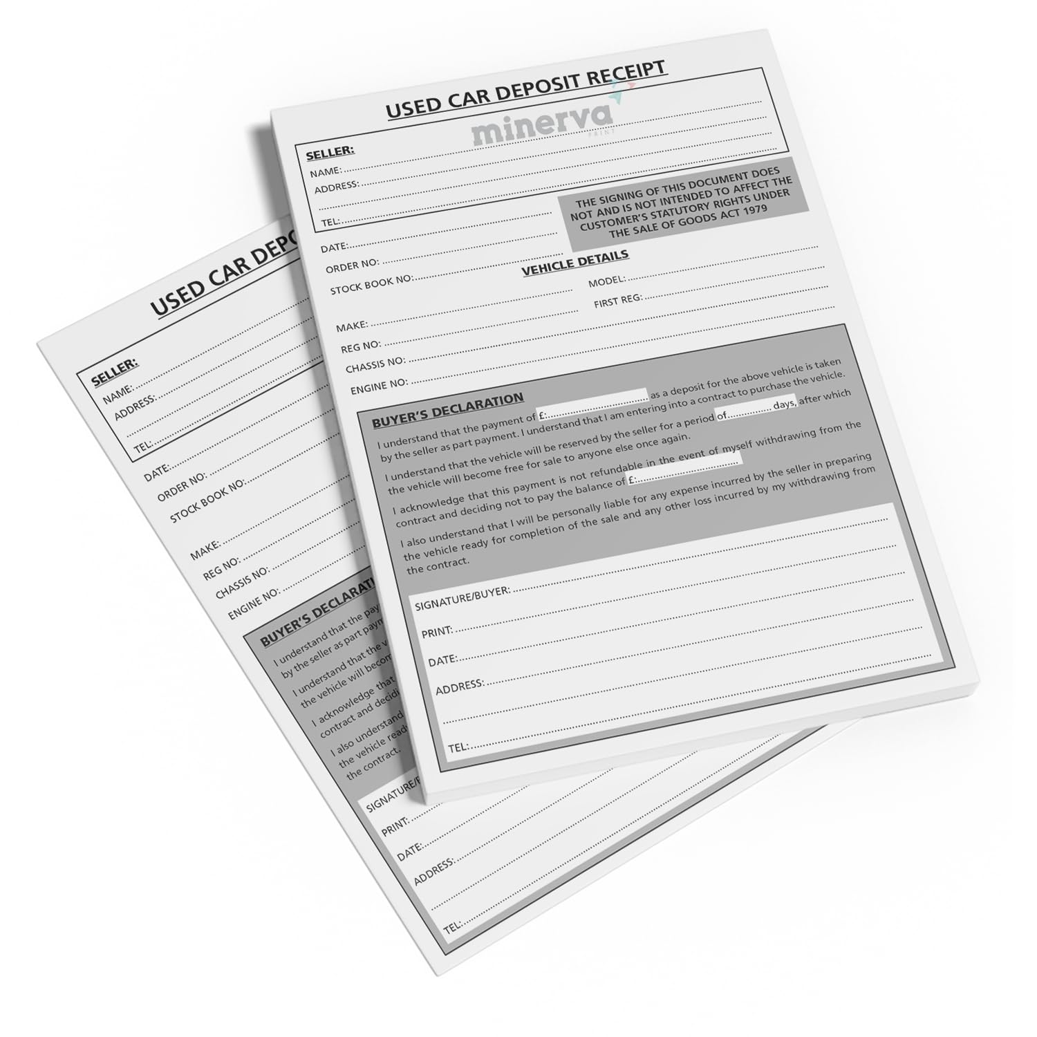 Used Car Vehicle Sales Deposit/Invoice NCR Pad A5 Professional Trade Motor Trader