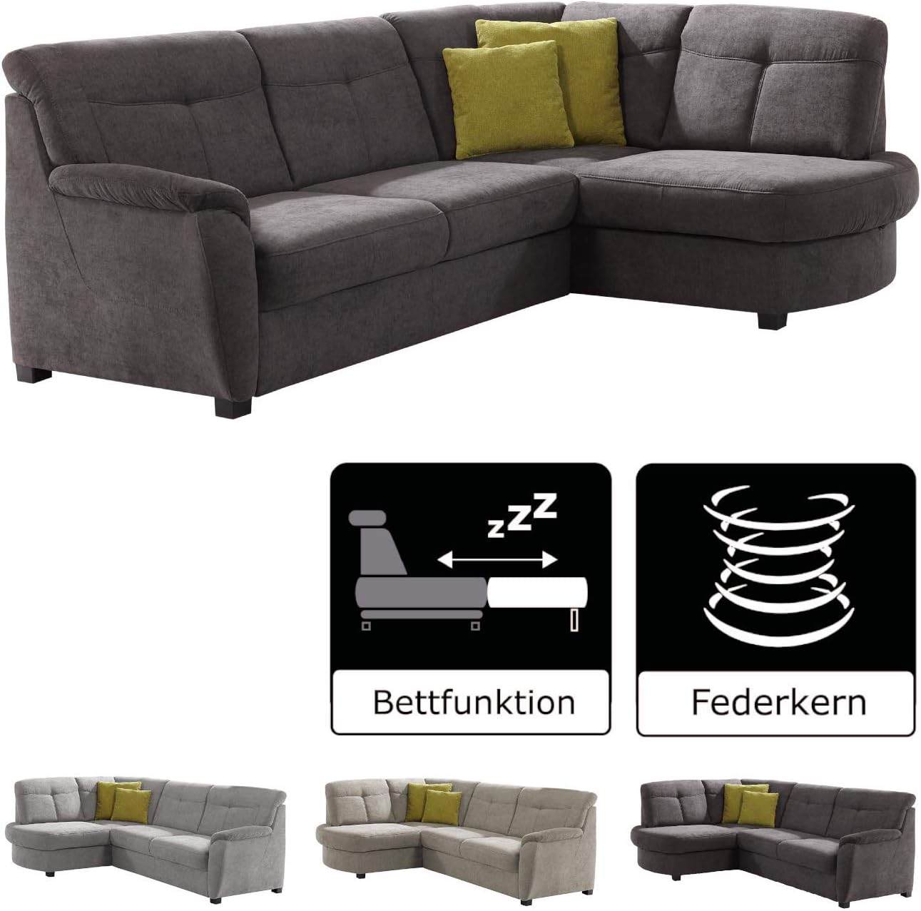 Cavadore Ecksofa Sunuma mit Ottomanen rechts / Moderne Eckcouch mit