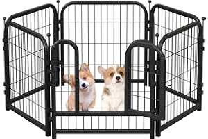 Petorldog Metal Dog Playpen, 24 Inch Height 6 Panels, Ideal Dog Fence for Large/Medium/Small Dogs Indoor & Outdoor Bliss, Perfect Dog Pen for Camping, Yard, and RV | Black-Silver