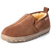 PEDOQU Men's Slippers,Genuine Leather Upper Indoor/Outdoor House Shoes | The soft shearling lined and sheepskin Insole,durable rubber outsole,the perfect choice for relaxing at hom