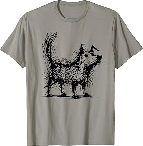 Minimal Line Art Minimalist Abstract Sketch Scribble Dog T-Shirt