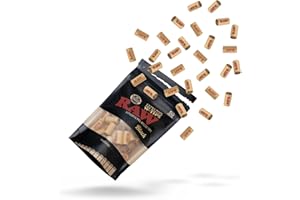 RAW Black Extra Wide Pre-Rolled Filter Tips - 1 Bag of 50 Tips - RAW Brand Tips for Perfect Filtered Rolls - Enhanced Smoking Experience - 10 mm Wide