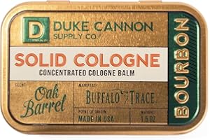 Duke Cannon Supply Co. Solid Cologne for Men Bourbon (Woodsy, Charred Oak Barrel Scent) - Concentrated Balm, Travel-Friendly Convenient Tin, 1.5 oz