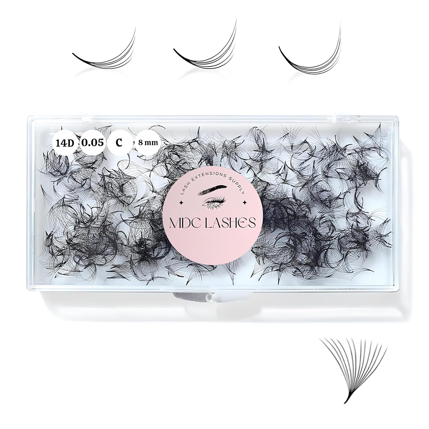 Photo 1 of MDC LASHES 500 Promades Eyelash Fans| 5D-20D, 0.03-0.05-0.07 Thickness, C/CC/D Curls, 8-18mm| Volume Lash Extensions Premade Lash Fans Pro Pre Made False Eyelashes Pestañas Pelo A Pelo(12D-0.05-D-12)