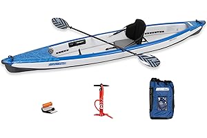 Sea Eagle RazorLite Inflatable Kayak - Lightweight, Drop Stitch, High Speed Touring Kayak - Solo or Tandem - Tall Back Seat(s), Paddle(s), Backpack, Skeg and Pump