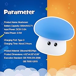 Squishy Big Eyes Mushroom Night Light with RGB Mode