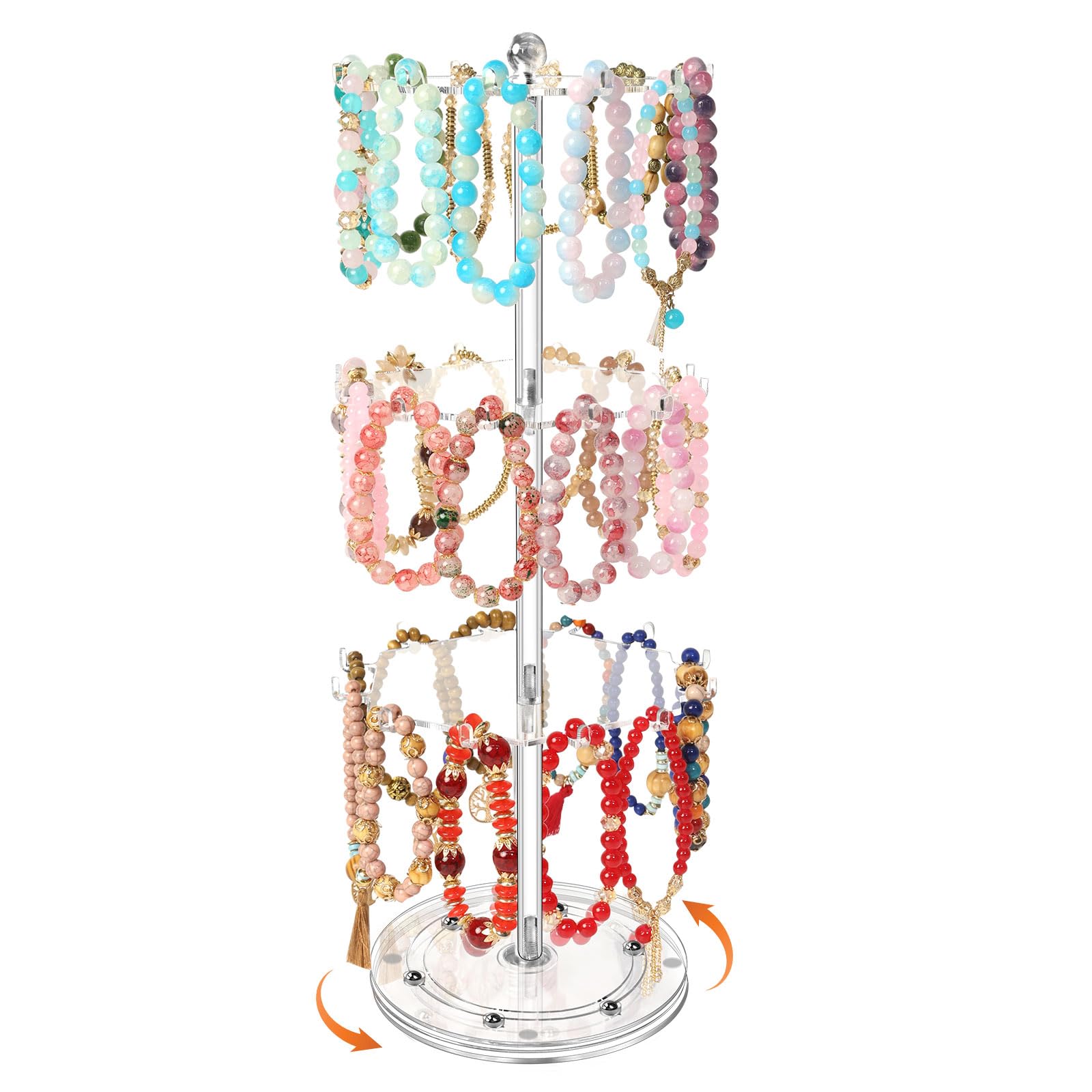 Photo 1 of OAOLEER Bracelet Holder Display Bracelet Organizer, Acrylic Bracelet Display Stand for Vendor 3 Tier Jewelry Holder Rack Bar with 36 hooks for Bangle, Key Chain Selling (3 Layer)