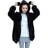 YeeSupe Winter Fluffy Bunny/Bear Coat Hoodie With Ears&Tail For Women Men Winter Zip Jacket Cosplay Rabbit Sweater Jacket