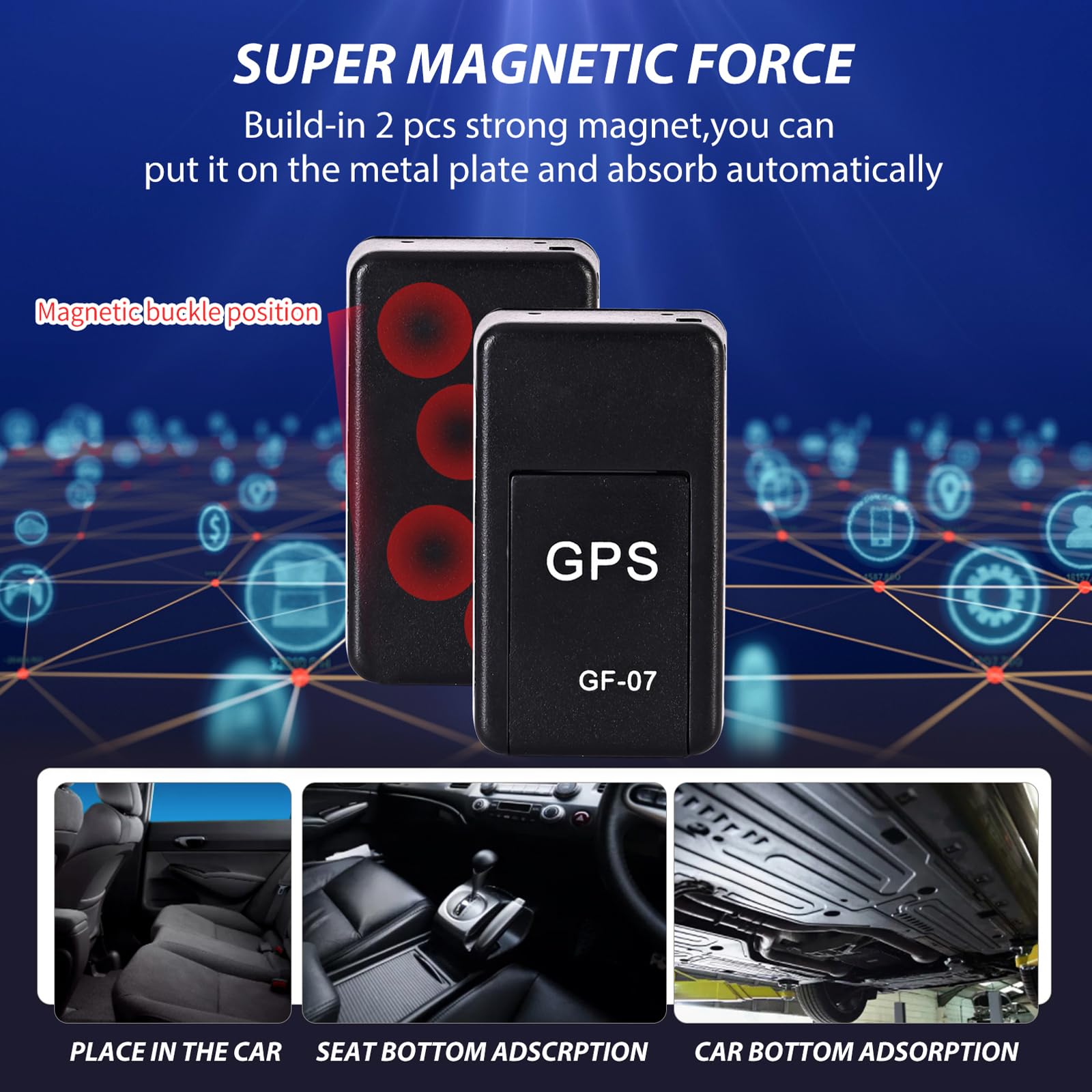 Mini GPS Tracker for Vehicles No Monthly Fee - Real-time Wireless Hidden GPS Trackers Device for Car with Smart Phone app
