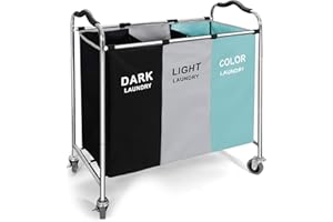 BRIGHTSHOW Laundry Basket Sorter,240L Laundry Blanket Cart with Wheels, 16 X 30 X 35 inch Large Laundry Hamper Bag Bin for Dirty Clothes,Toys,Towels in Laundry Room,Bathroom, Closet Organizers & Storage-GREEN