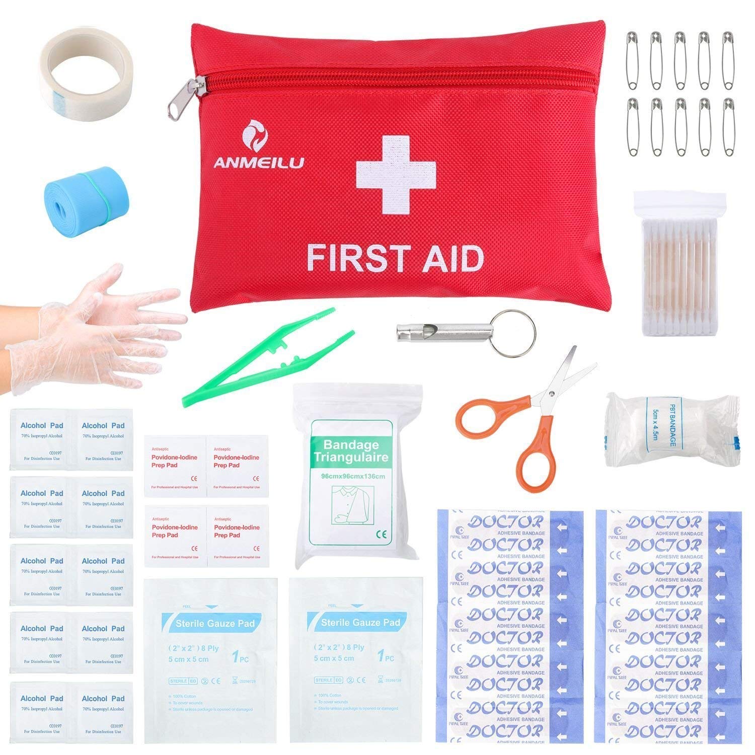 Small Travel First Aid Kit 87 Piece Clean, Treat and Protect Most