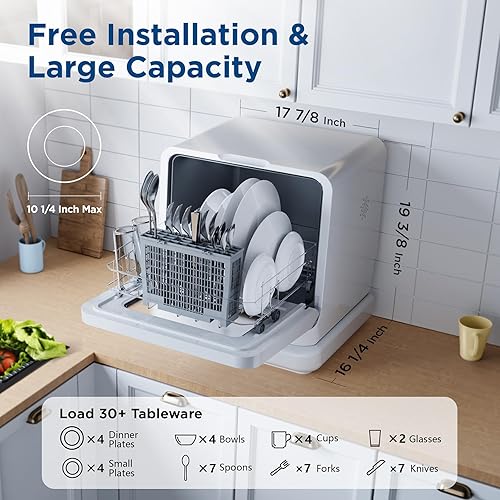 Gudsunal Portable Countertop Dishwasher, 7L Detachable Water Tank