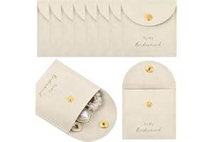 CEELGON Jewelry Bags Bridesmaid Gifts Set of 8 Velvet Small Jewelry Pouch with Button Bracelet Earring Necklace Packaging Bridesmaid Proposal Gift Bags Bridal Party Favors Gifts (Beige)