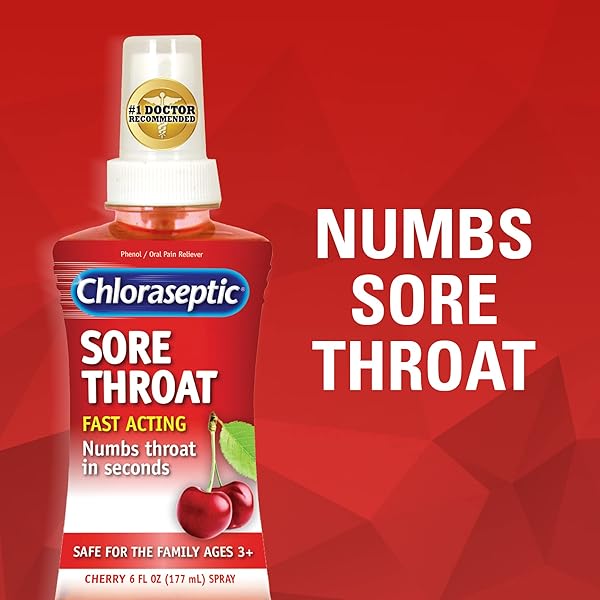 CHLORASEPTIC SUGAR-FREE SORE THROAT SPRAY, CHERRY, SPRAY SOOTHES THROAT PAIN IN SECONDS, 6 FL OZ