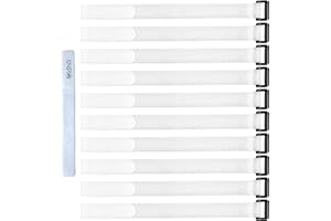 Oldhill Hook and Loop Cinch Straps Adjustable and Reusable - 10 Pack (12" x 0.8", White)